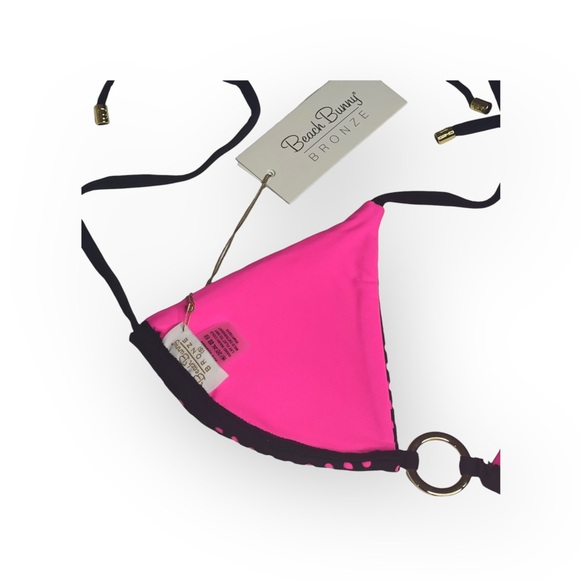 new Beach Bunny ✶ Locals Only Bikini Top ✶ Pink with Black Mesh Overlay ✶ Dots - Picture 9 of 16